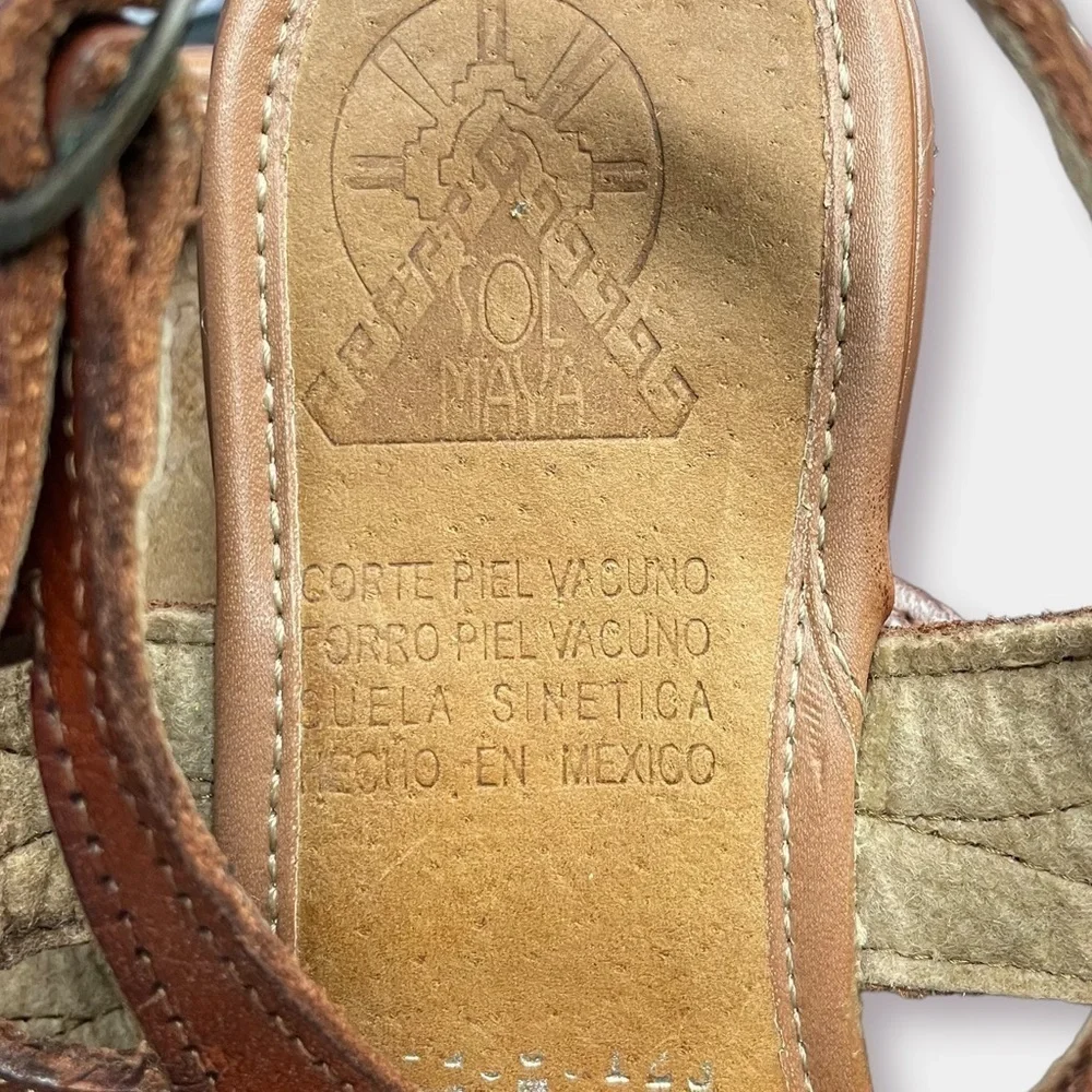 Maya Leather Sandals Authentic Made in Mexico Manmade Size 9